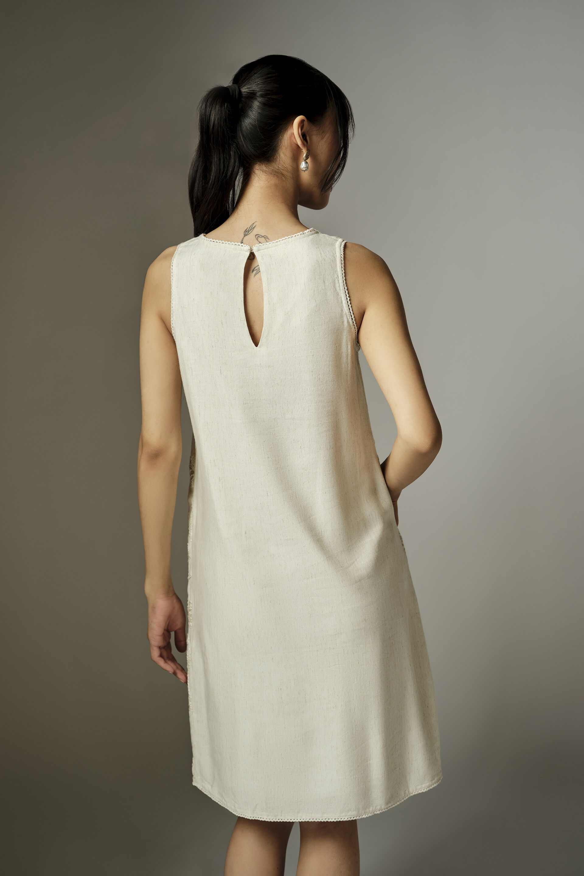 Natural Embroidered Dress, Natural, image 5